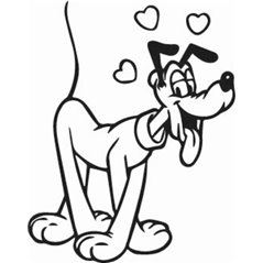 Pluto With Love Hearts Sticker