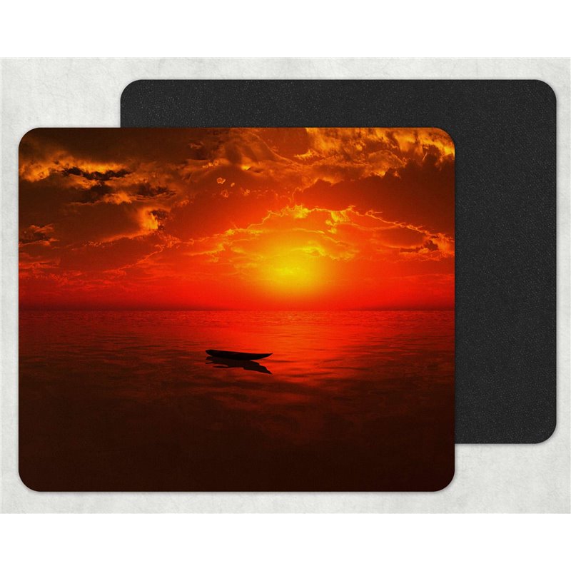 alone boat in sea Mouse Mat