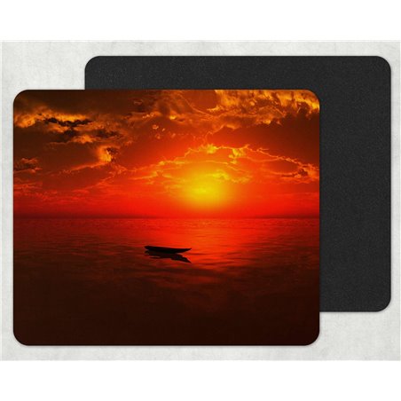 alone boat in sea Mouse Mat