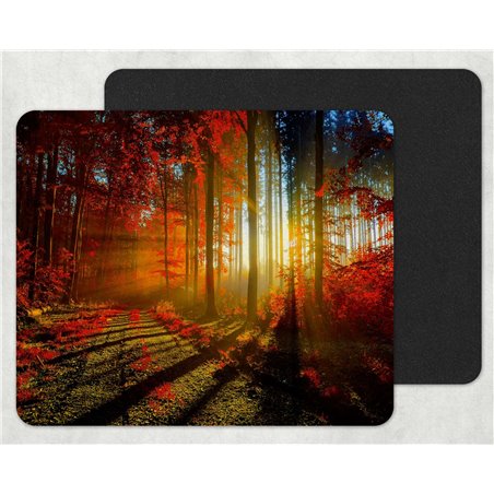 autumn red forest Mouse Mat