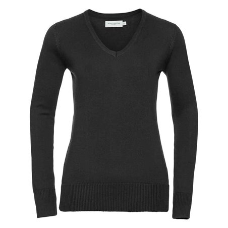 Russell Collection Ladies Cotton Acrylic V Neck Sweater