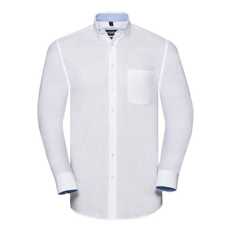 Russell Collection Tailored Long Sleeve Washed Oxford Shirt