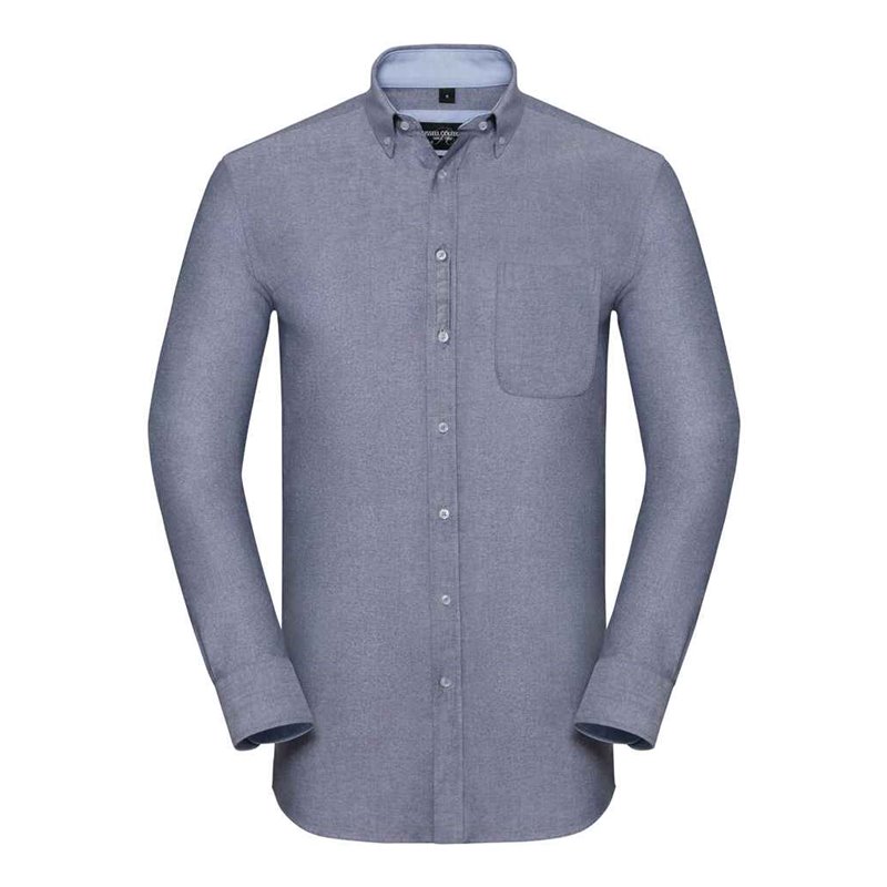 Russell Collection Tailored Long Sleeve Washed Oxford Shirt