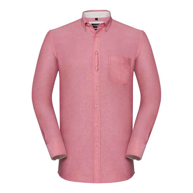 Russell Collection Tailored Long Sleeve Washed Oxford Shirt