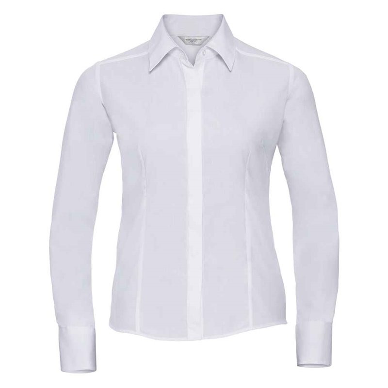 Russell Collection Ladies Long Sleeve Fitted Poplin Shirt