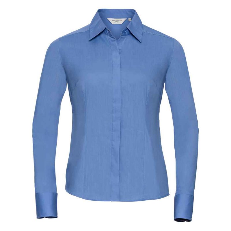 Russell Collection Ladies Long Sleeve Fitted Poplin Shirt
