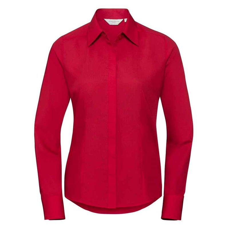 Russell Collection Ladies Long Sleeve Fitted Poplin Shirt