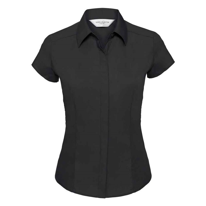 Russell Collection Ladies Cap Sleeve Fitted Poplin Shirt