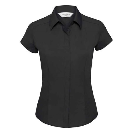 Russell Collection Ladies Cap Sleeve Fitted Poplin Shirt