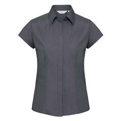Russell Collection Ladies Cap Sleeve Fitted Poplin Shirt