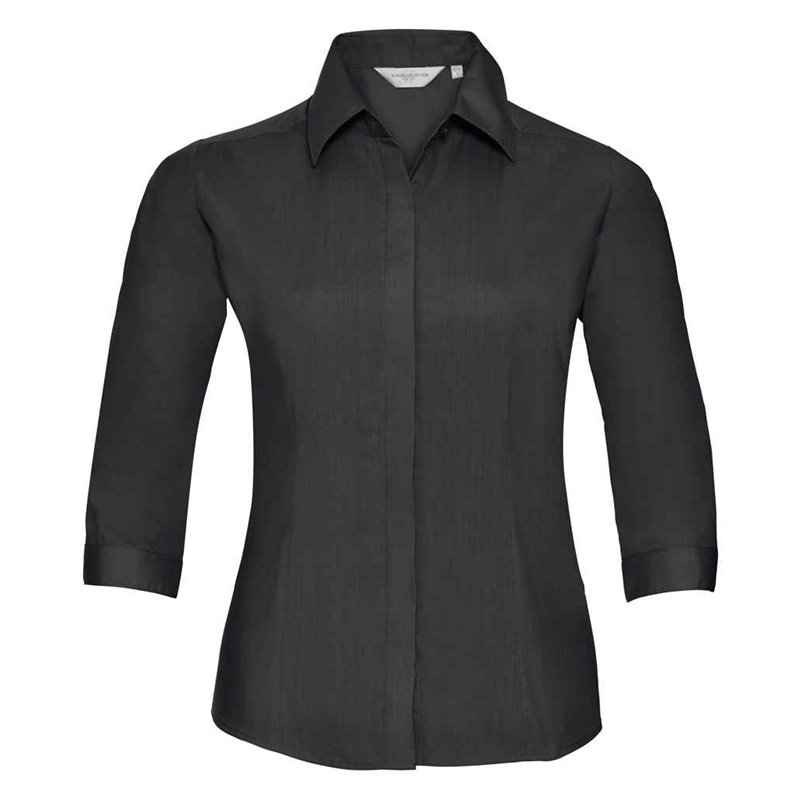 Russell Collection Ladies 3/4 Sleeve Fitted Poplin Shirt