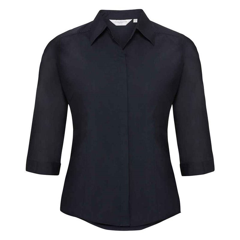 Russell Collection Ladies 3/4 Sleeve Fitted Poplin Shirt