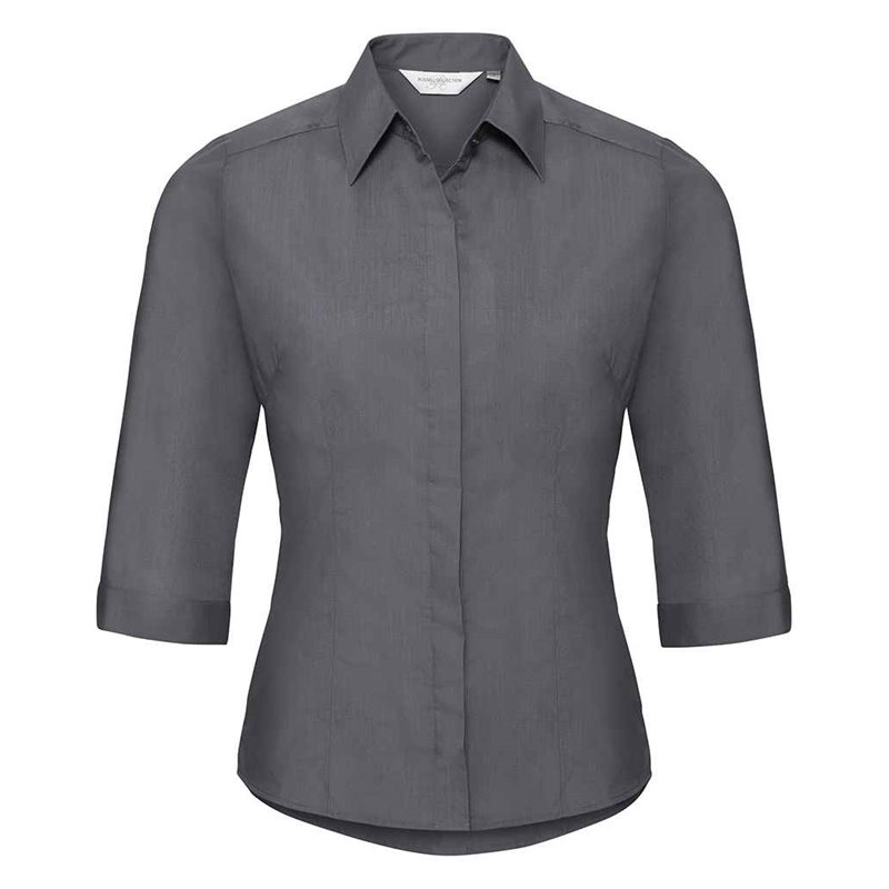 Russell Collection Ladies 3/4 Sleeve Fitted Poplin Shirt