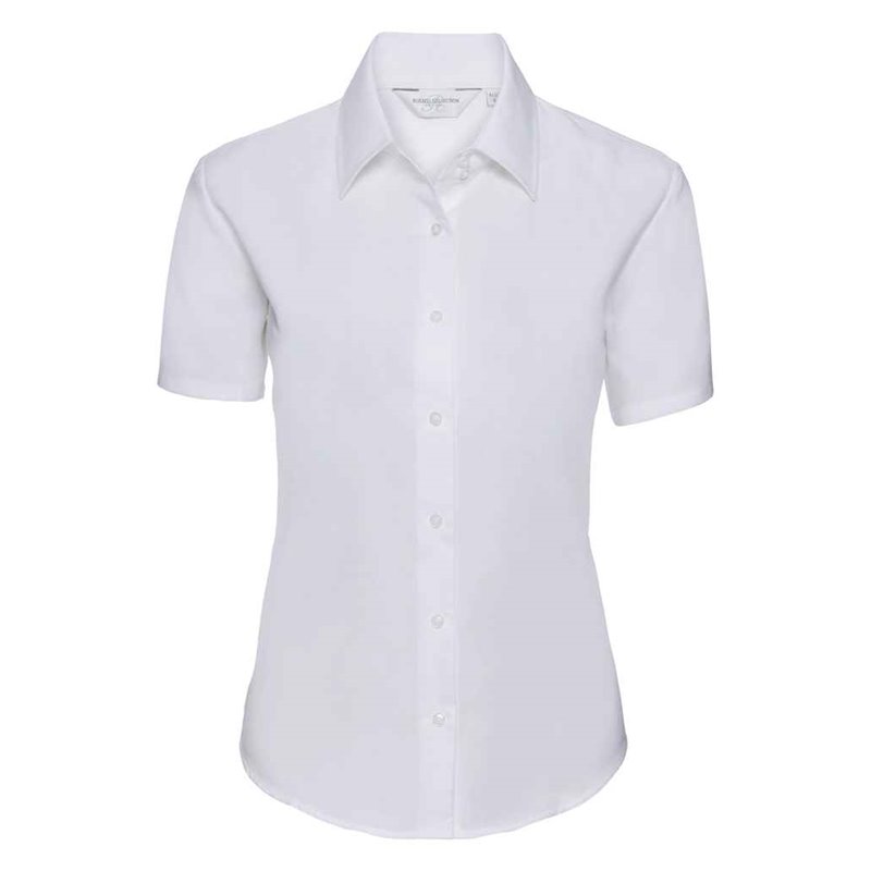 Russell Collection Ladies Short Sleeve Easy Care Oxford Shirt