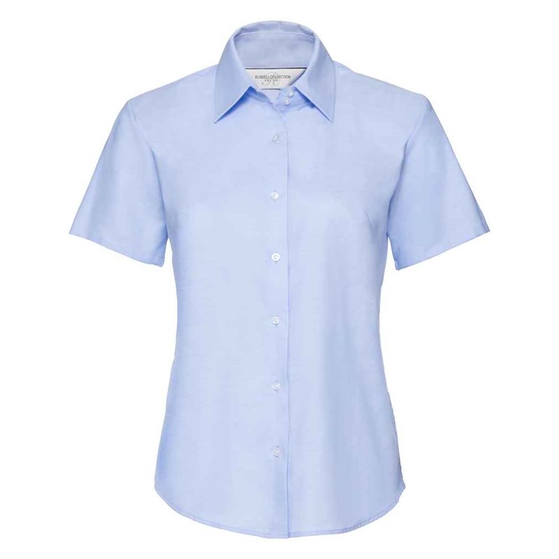 Russell Collection Ladies Short Sleeve Easy Care Oxford Shirt