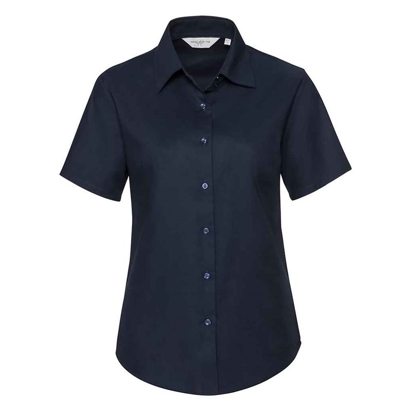 Russell Collection Ladies Short Sleeve Easy Care Oxford Shirt
