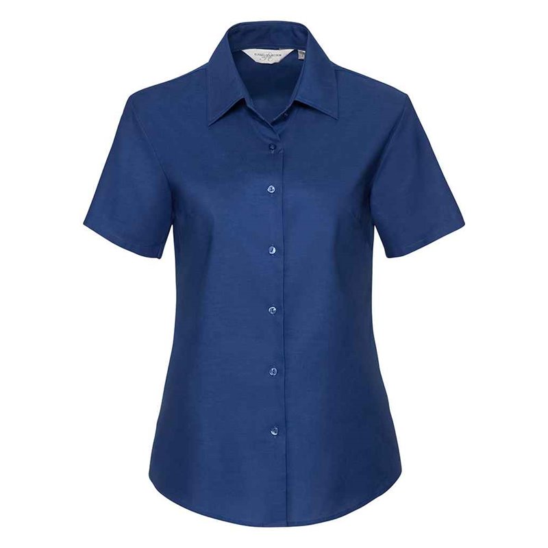 Russell Collection Ladies Short Sleeve Easy Care Oxford Shirt