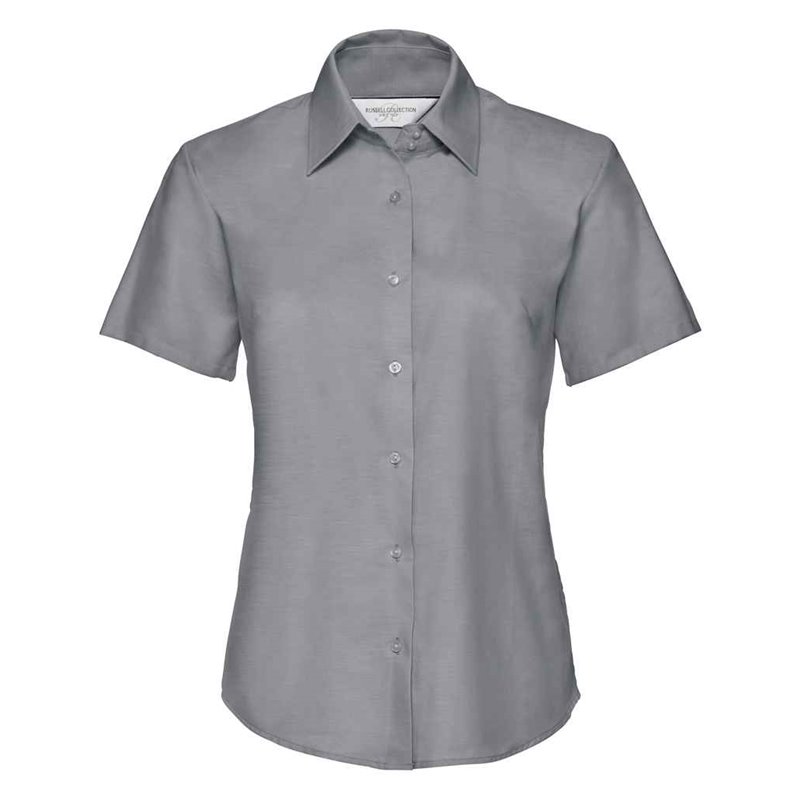 Russell Collection Ladies Short Sleeve Easy Care Oxford Shirt