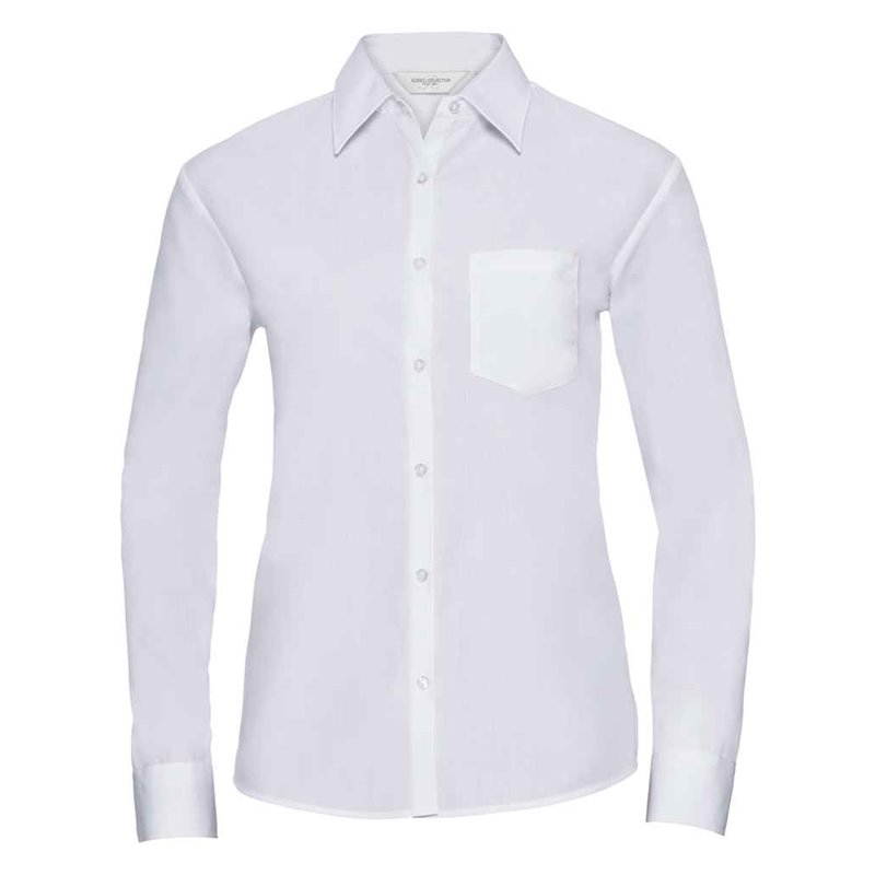 Russell Collection Ladies Long Sleeve Easy Care Poplin Shirt