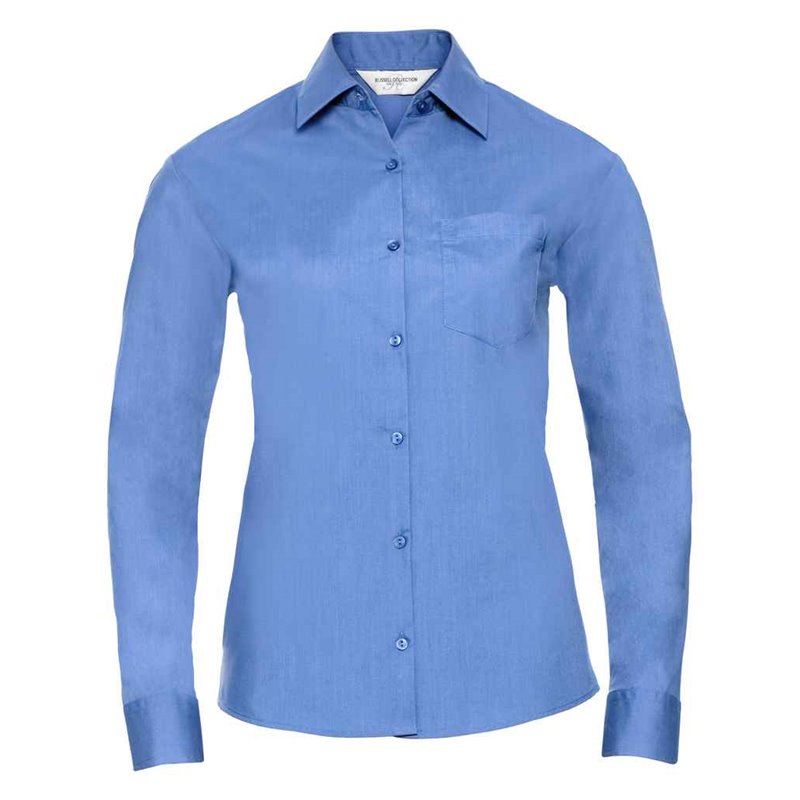 Russell Collection Ladies Long Sleeve Easy Care Poplin Shirt