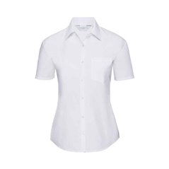 Russell Collection Ladies Short Sleeve Easy Care Poplin Shirt