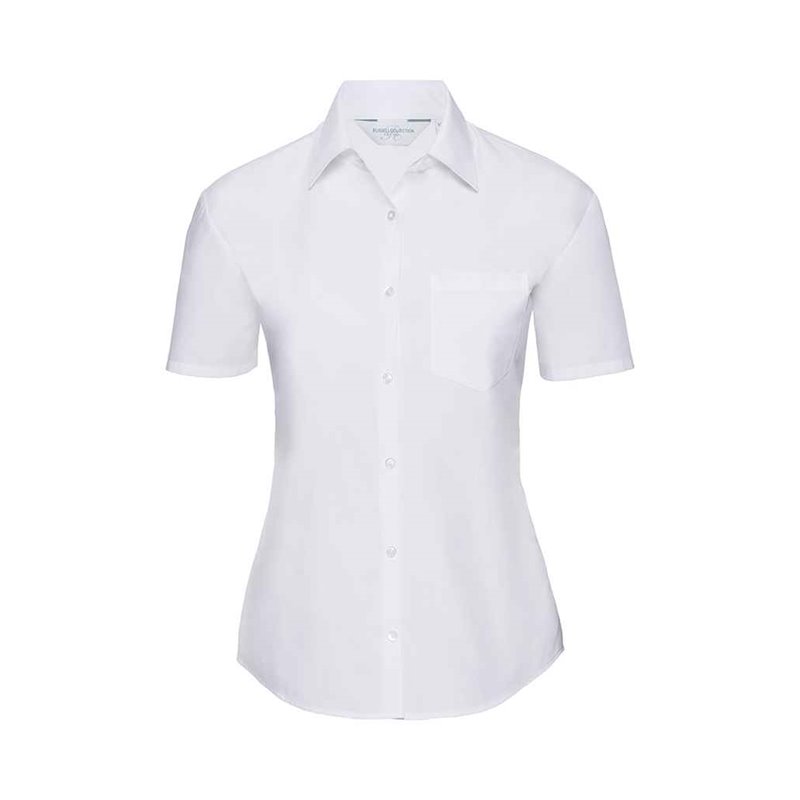 Russell Collection Ladies Short Sleeve Easy Care Poplin Shirt