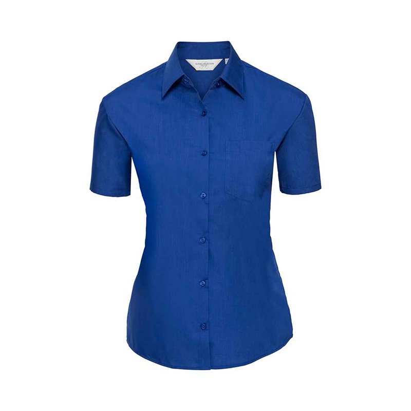 Russell Collection Ladies Short Sleeve Easy Care Poplin Shirt