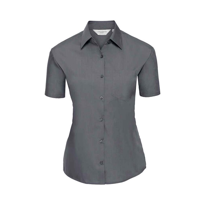 Russell Collection Ladies Short Sleeve Easy Care Poplin Shirt