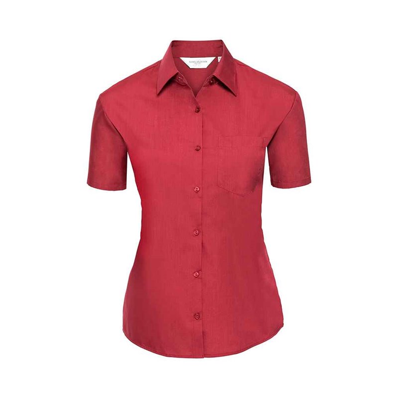 Russell Collection Ladies Short Sleeve Easy Care Poplin Shirt