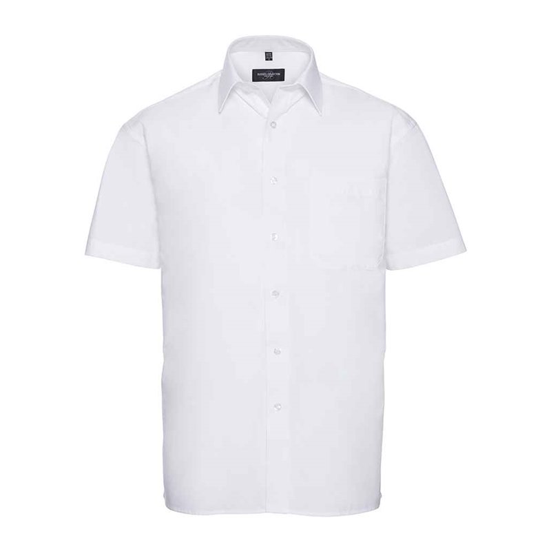 Russell Collection Short Sleeve Easy Care Cotton Poplin Shirt