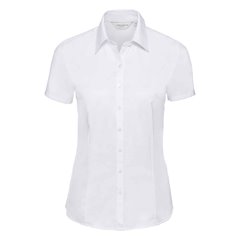 Russell Collection Ladies Short Sleeve Herringbone Shirt