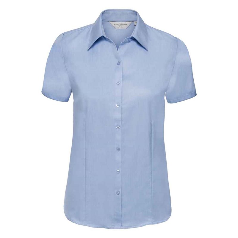 Russell Collection Ladies Short Sleeve Herringbone Shirt