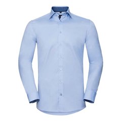 Russell Collection Long Sleeve Contrast Herringbone Shirt