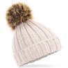 Beechfield Infant Faux Fur Pom Pom Chunky Beanie