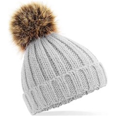 Beechfield Infant Faux Fur Pom Pom Chunky Beanie