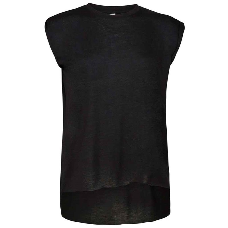 Bella Ladies Flowy Rolled Cuff Muscle T-Shirt