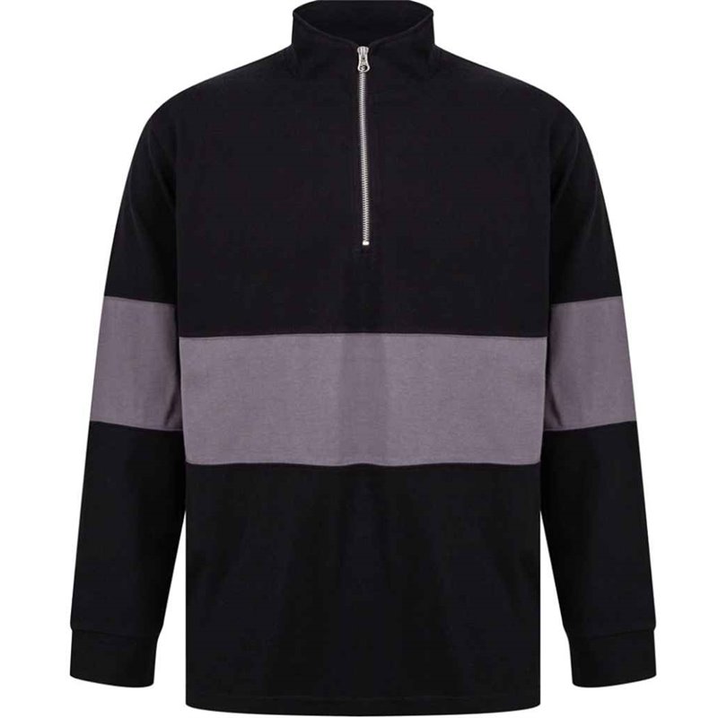 Front Row Panelled 1/4 Zip Neck Top