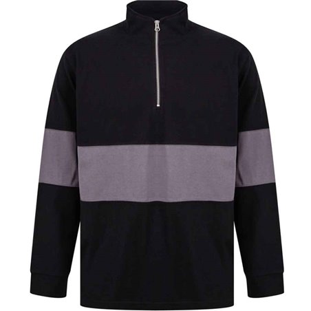 Front Row Panelled 1/4 Zip Neck Top