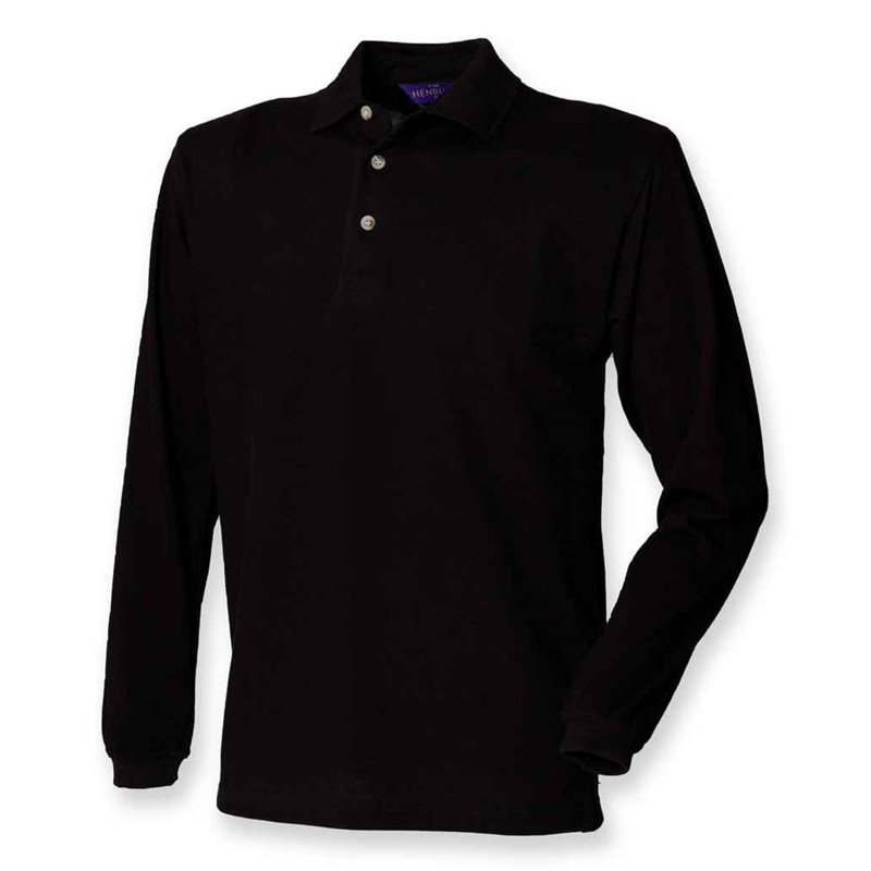 Henbury Long Sleeve Cotton Piqué Polo Shirt
