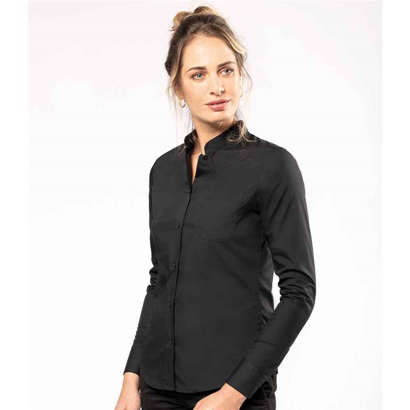 Kariban Ladies Long Sleeve Mandarin Collar Shirt