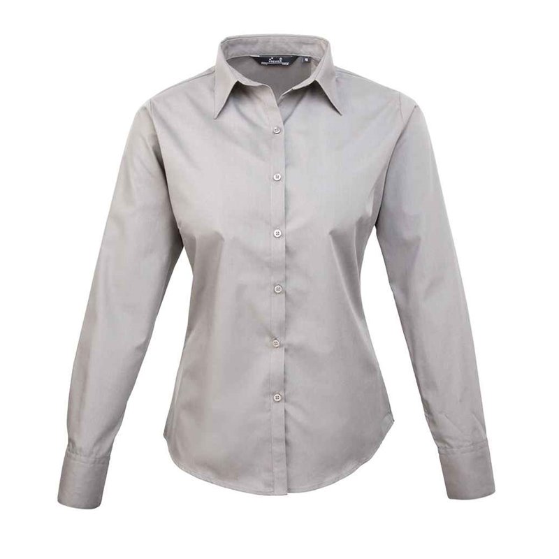 Premier Ladies Long Sleeve Poplin Blouse