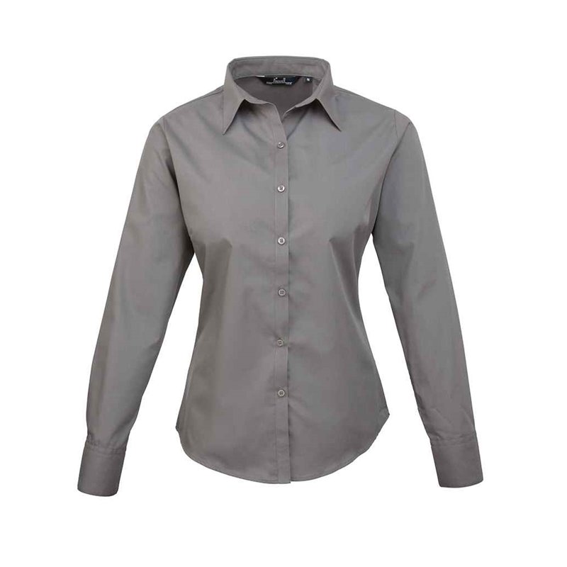 Premier Ladies Long Sleeve Poplin Blouse