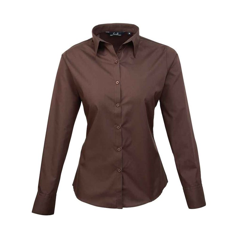 Premier Ladies Long Sleeve Poplin Blouse