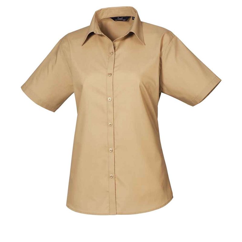Premier Ladies Short Sleeve Poplin Blouse