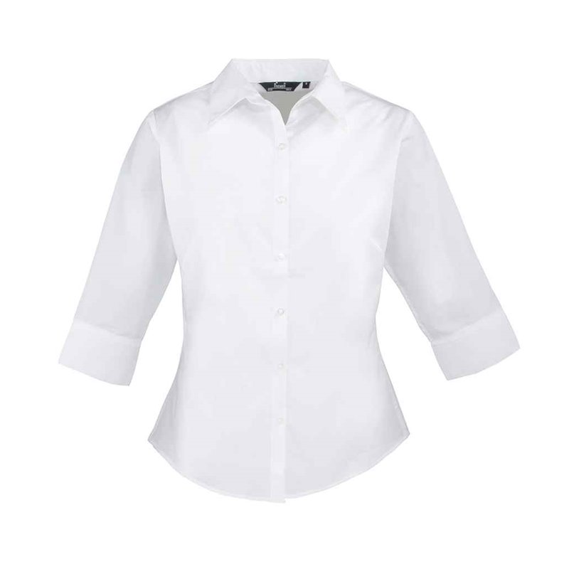 Premier Ladies 3/4 Sleeve Poplin Blouse