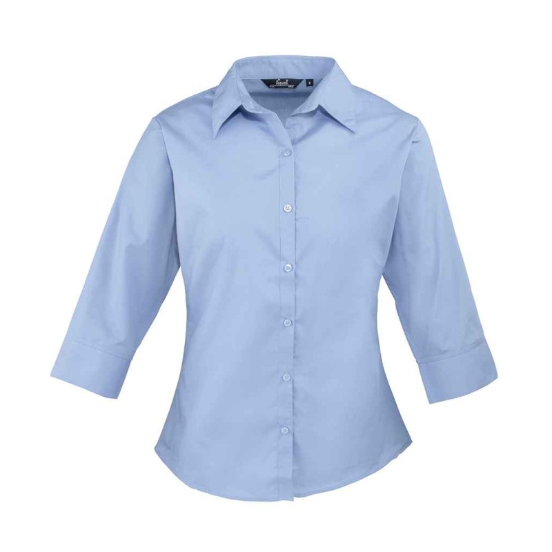 Premier Ladies 3/4 Sleeve Poplin Blouse