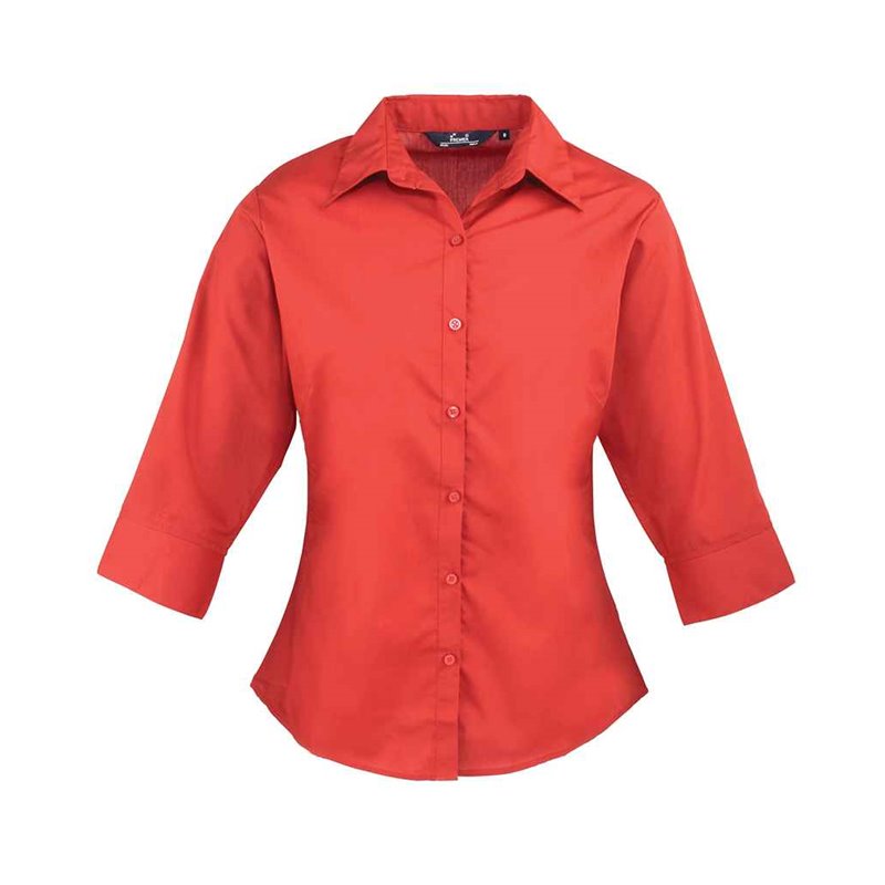 Premier Ladies 3/4 Sleeve Poplin Blouse