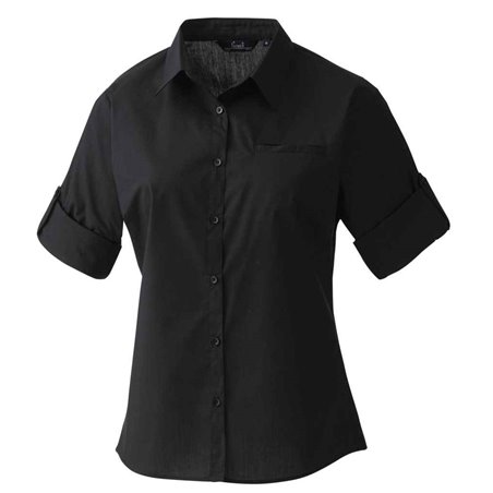Premier Ladies Roll Sleeve Poplin Blouse