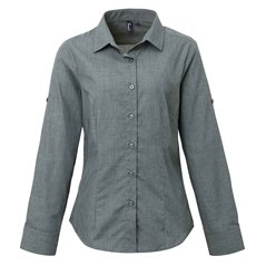 Premier Ladies Cross-Dye Roll Sleeve Shirt