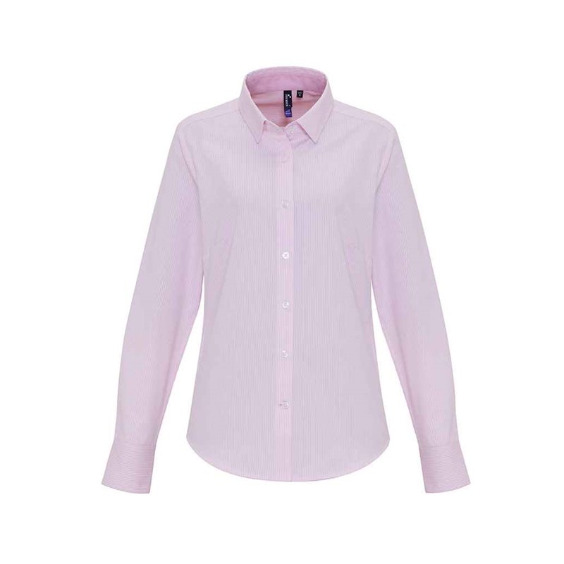 Premier Ladies Long Sleeve Striped Oxford Shirt